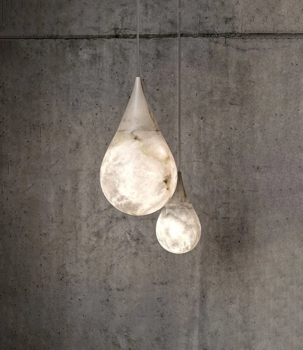 Alabaster White Raindrop Pendant Light