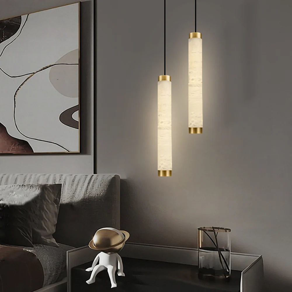 Strip Alabaster Chandelier