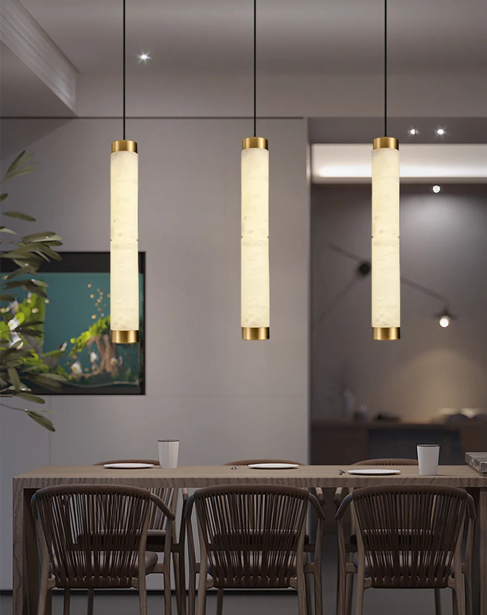 Strip Alabaster Chandelier