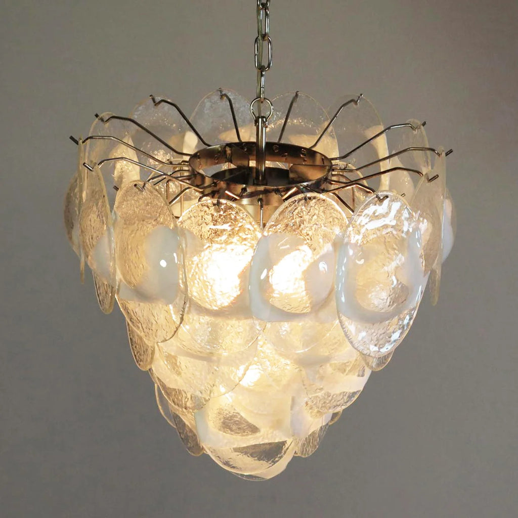 Mazzega Murano Transparent White Glasses Chandelier