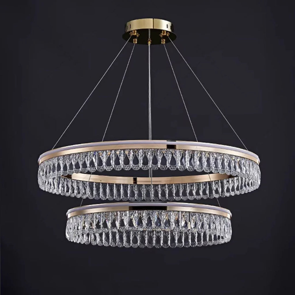 Modern Large Crystal Ring Chandelier