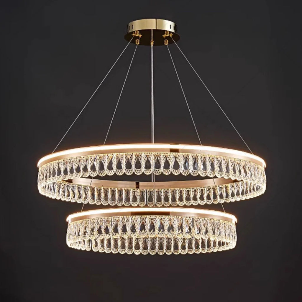 Modern Large Crystal Ring Chandelier