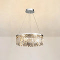 Silver Round Rectangle Crystal Chandelier