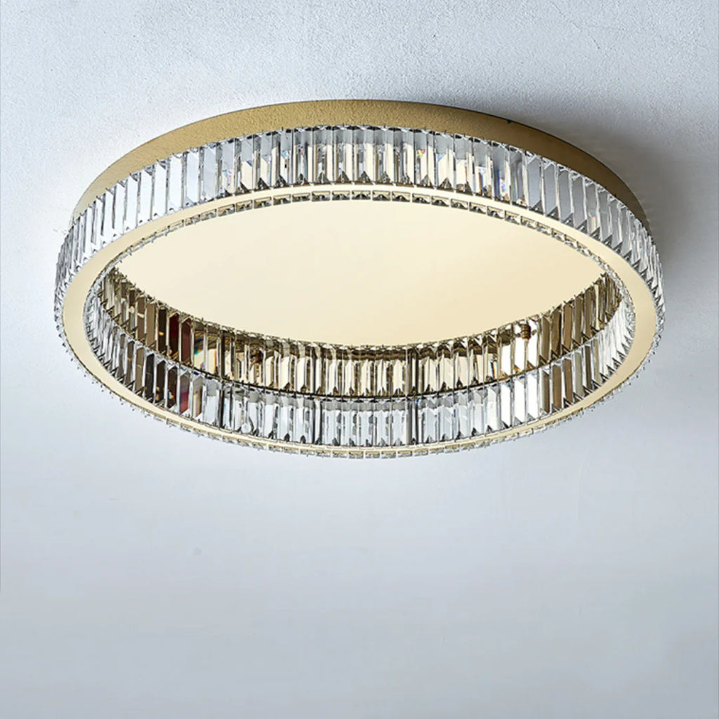 Gold Round Crystal Ceiling Light