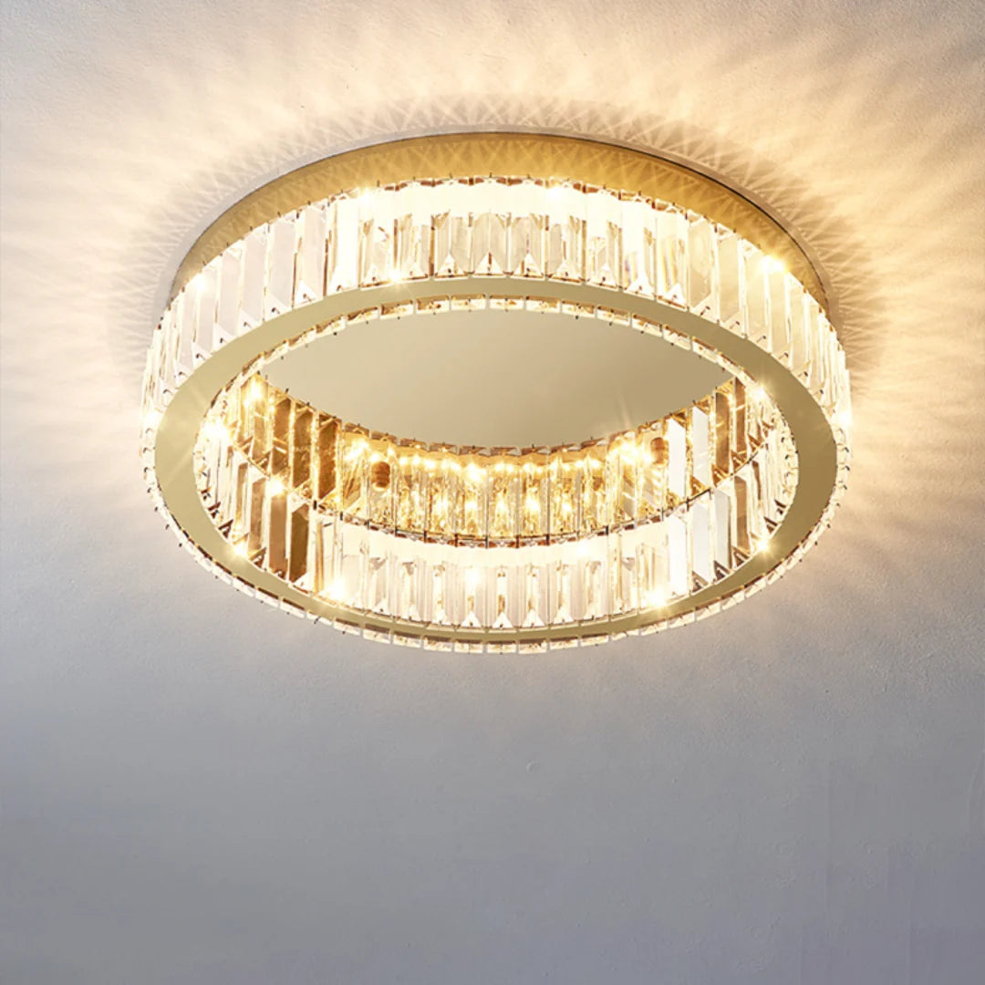 Gold Round Crystal Ceiling Light