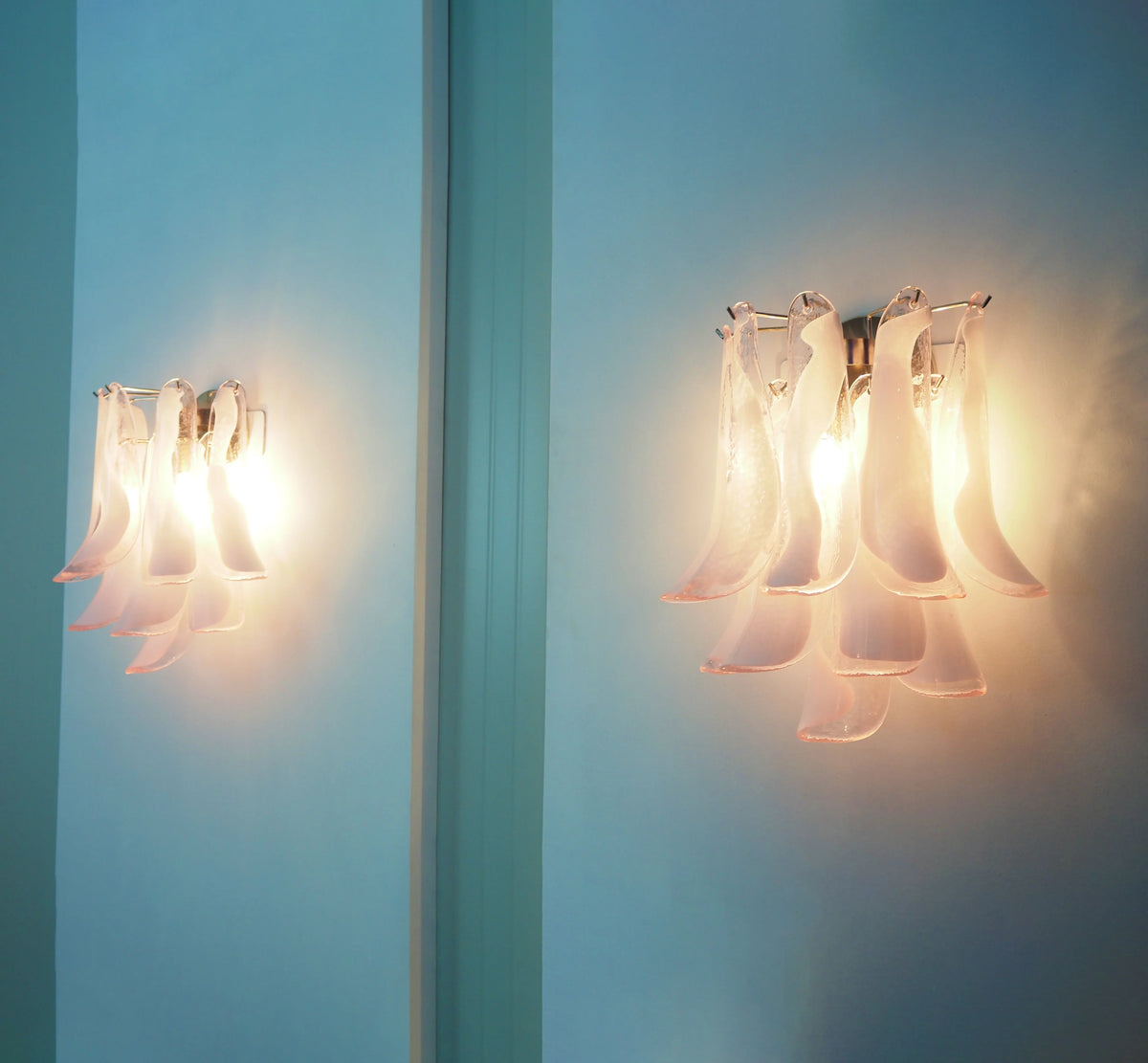 Vintage Murano Pink Wall Lights