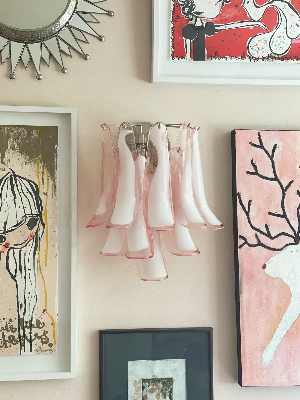 Vintage Murano Pink Wall Lights