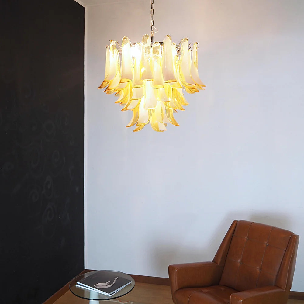 Vintage Caramels Glass Murano Petals Chandelier