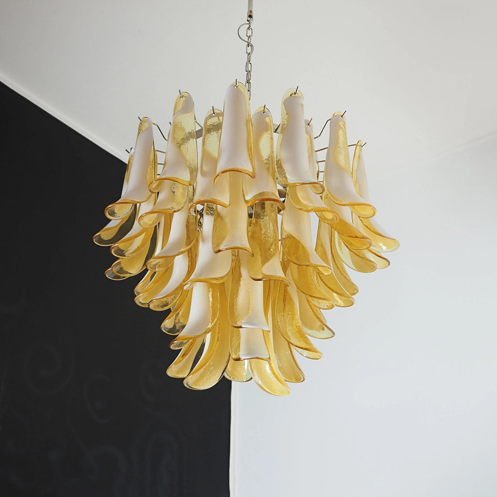 Vintage Caramels Glass Murano Petals Chandelier