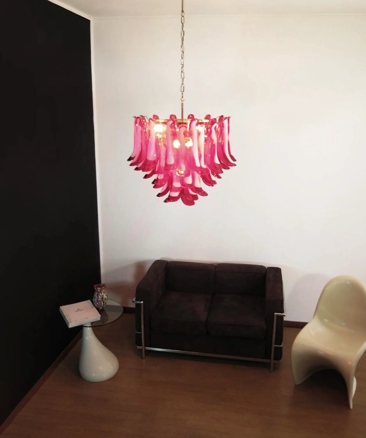 Vintage Red Glass Murano Petals Chandelier