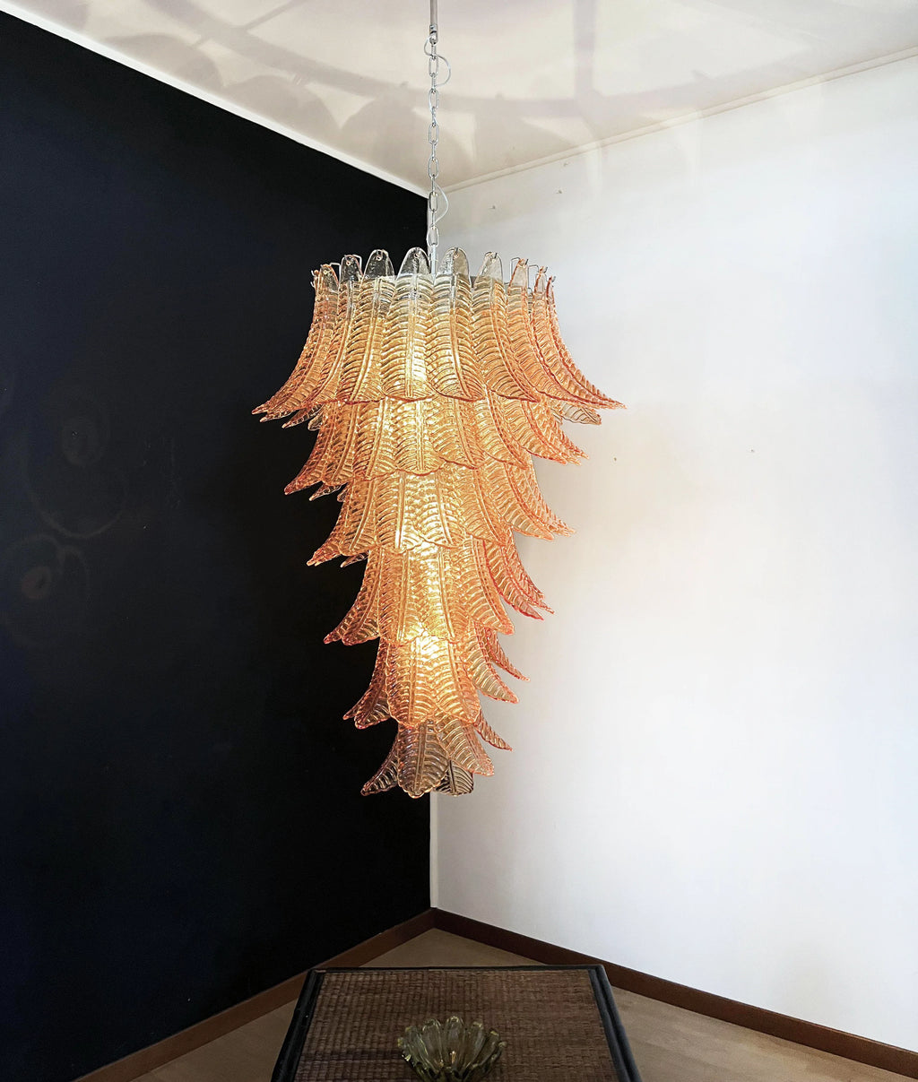 Murano Amber Felch Spiral Chandelier