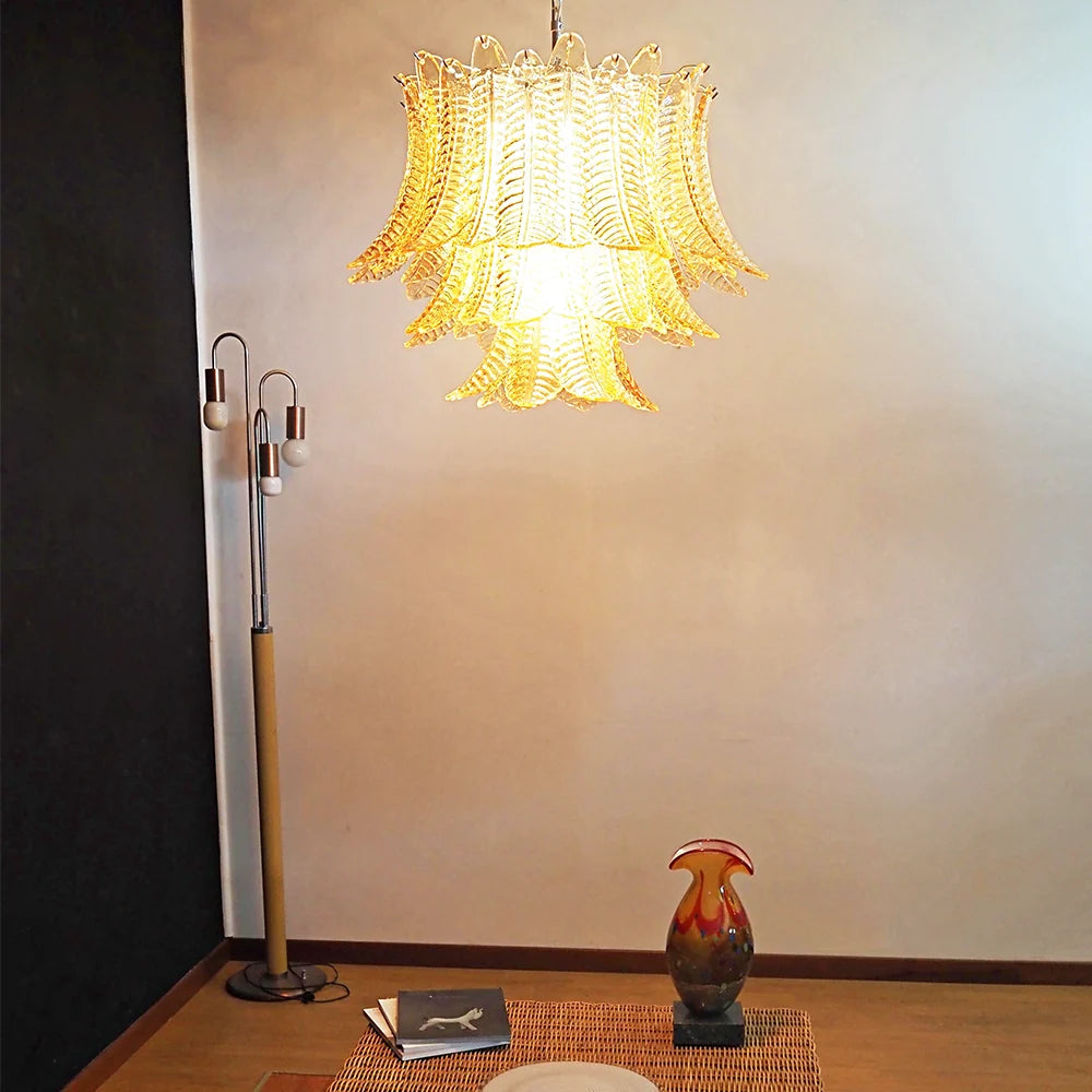 Murano Amber Ferns Glass Chandelier