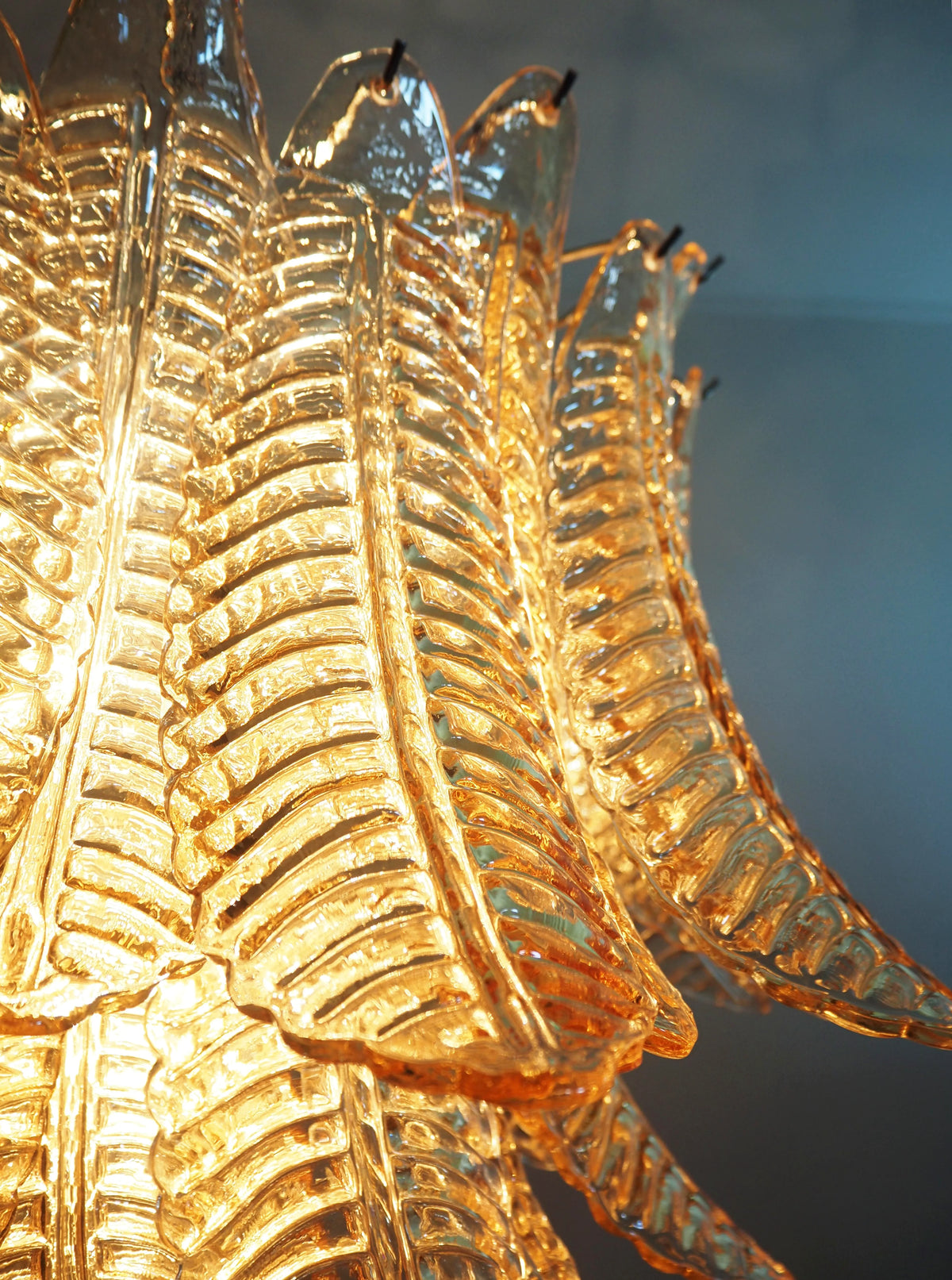 Murano Amber Ferns Glass Chandelier
