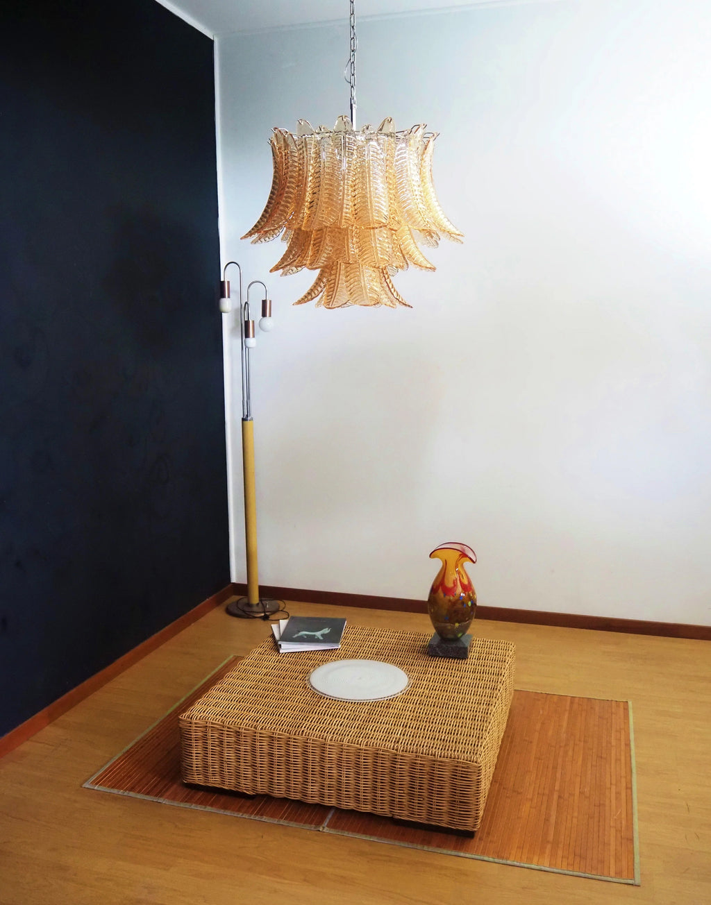 Murano Amber Ferns Glass Chandelier