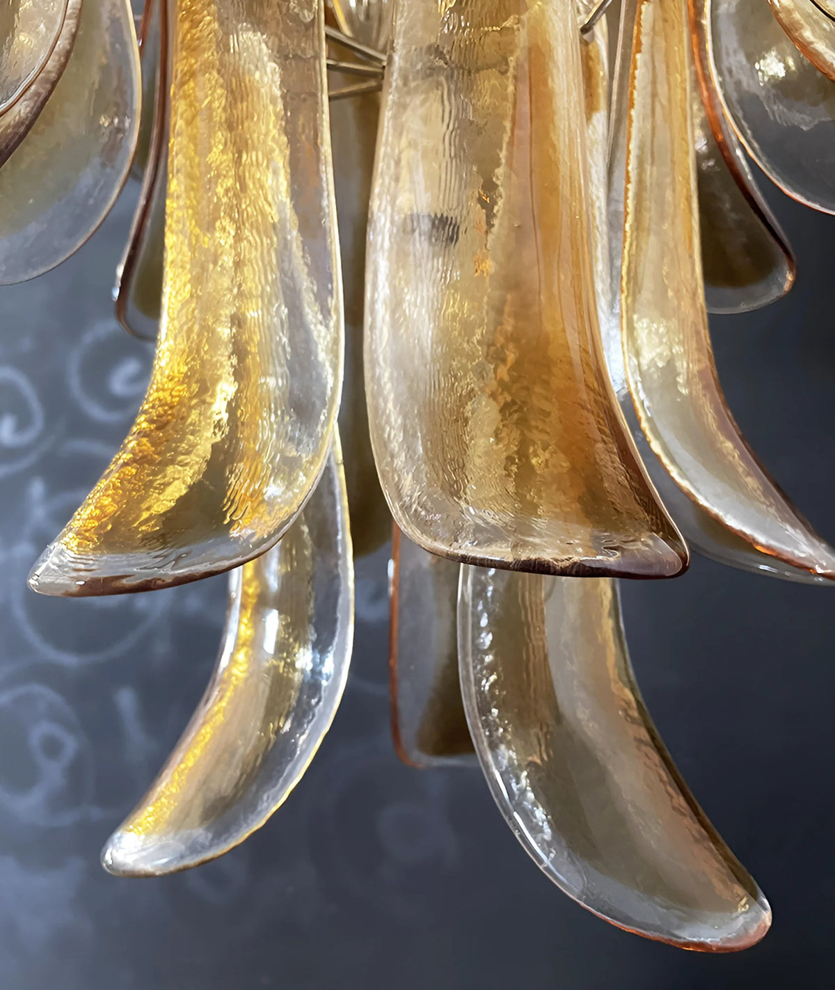 Murano Amber Glass Petals Chandelier