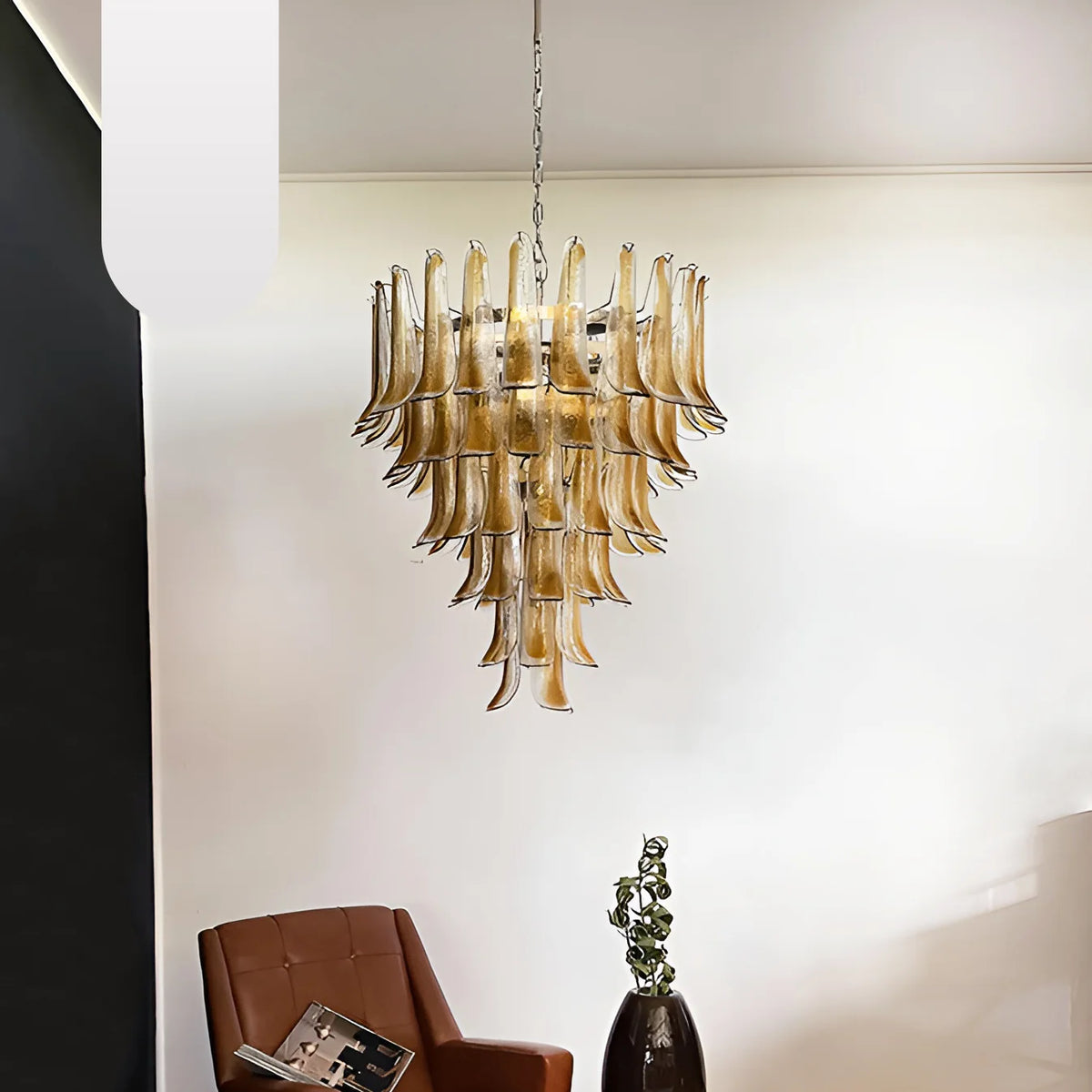 Murano Amber Glass Petals Chandelier