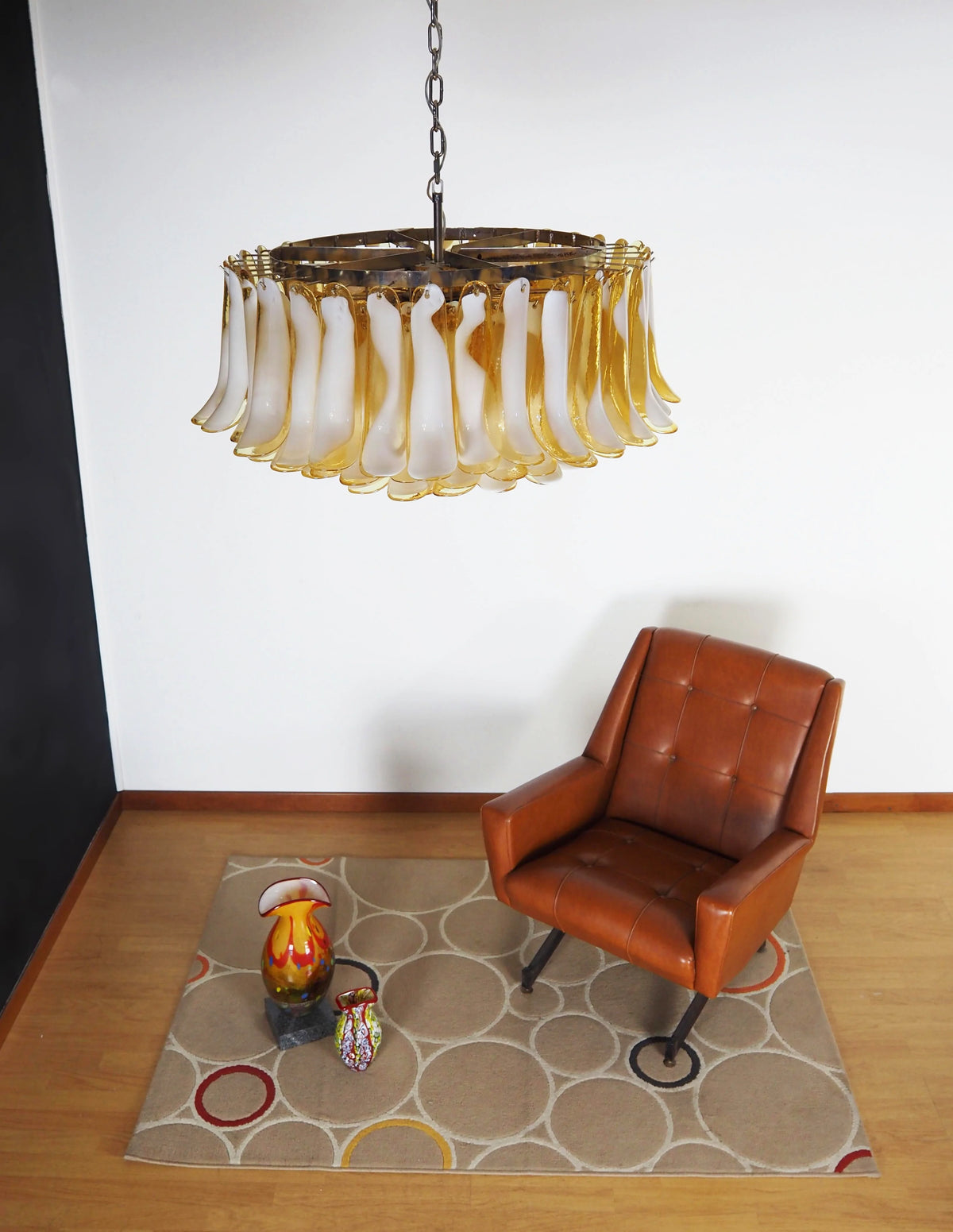 Murano Caramel Glass Petal Chandelier