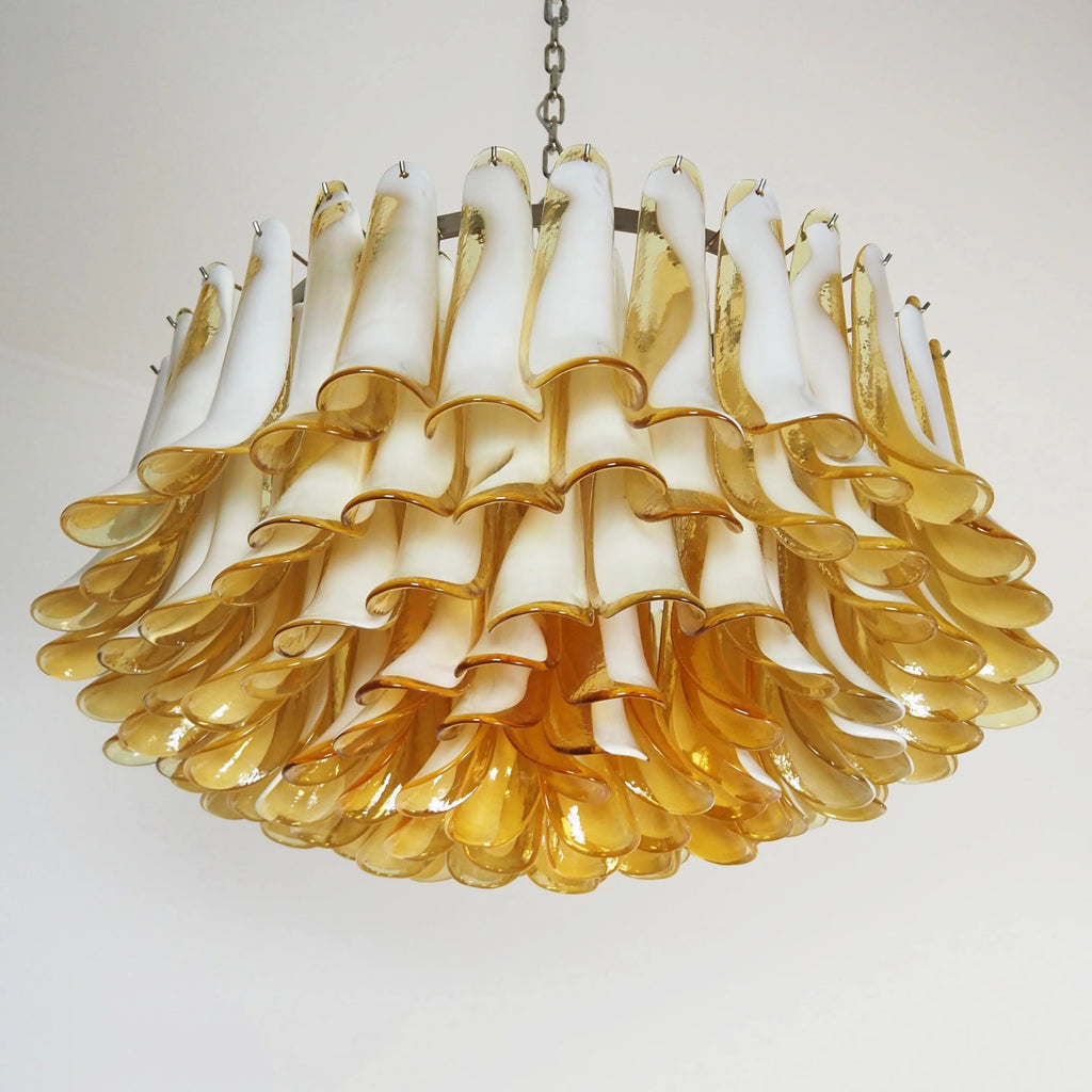 Murano Caramel Glass Petal Chandelier