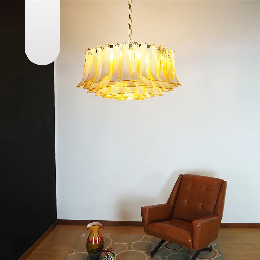 Murano Caramel Glass Petal Chandelier