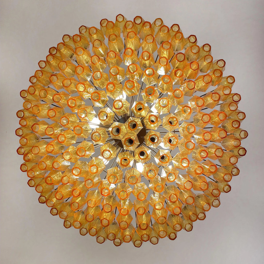 Murano Faceted Amber Glass Chandelier