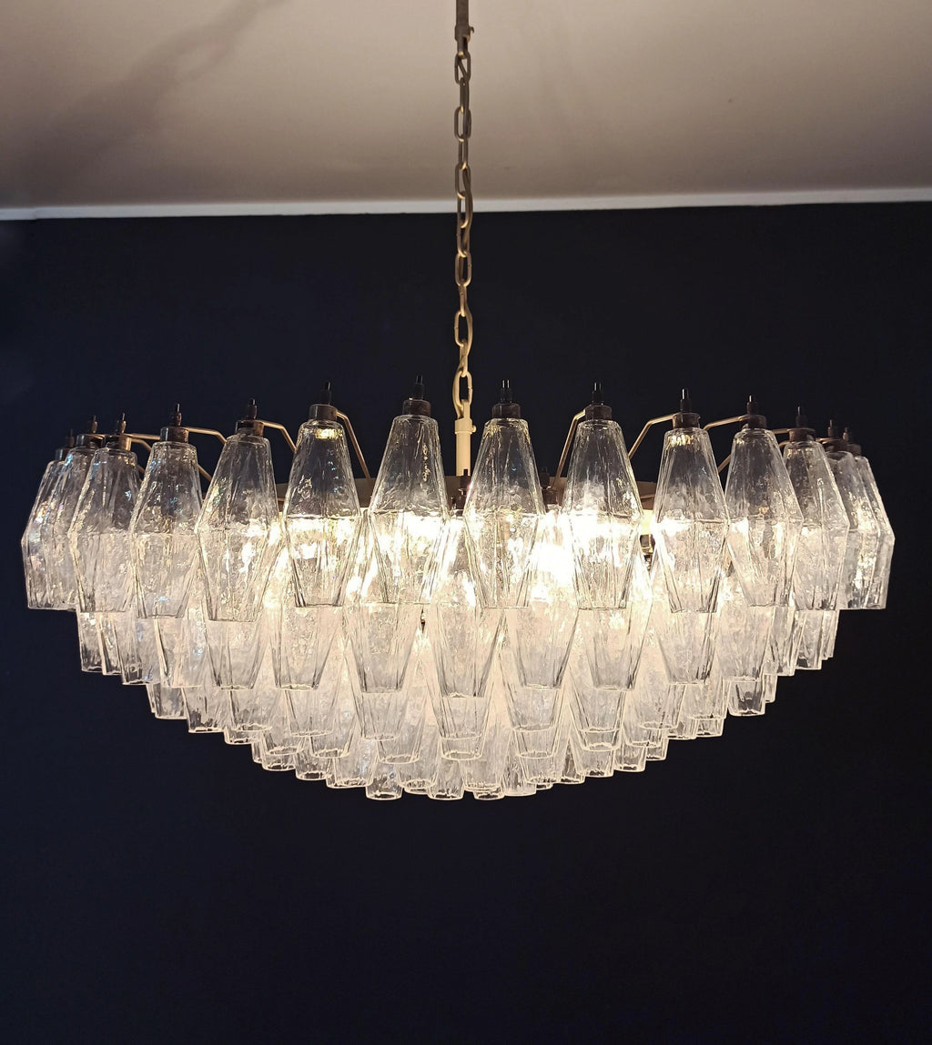 Murano Faceted Transparent Glass Chandelier