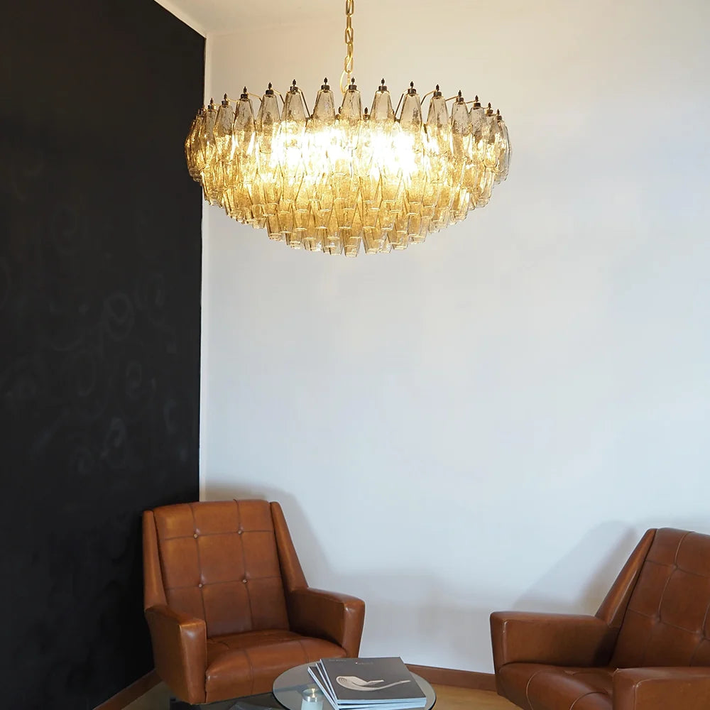 Murano Faceted Smoked Glass Chandelier