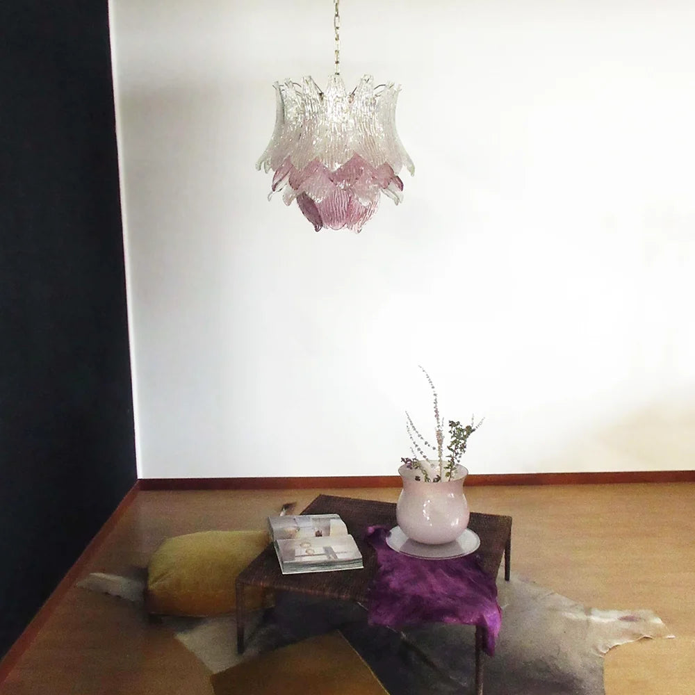 Vintage Murano Transparent Amethyst Glass Chandelier