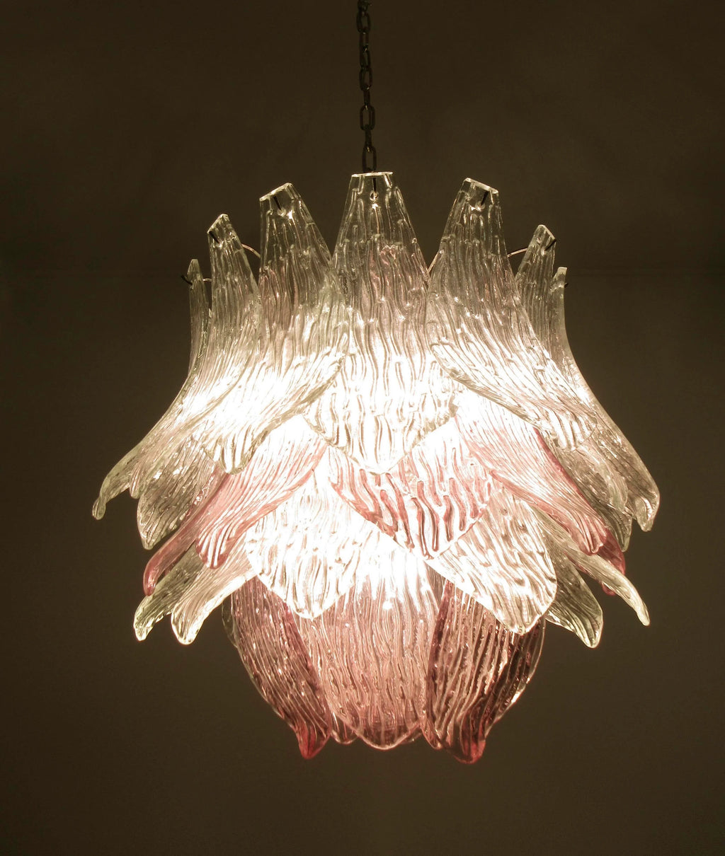 Vintage Murano Transparent Amethyst Glass Chandelier