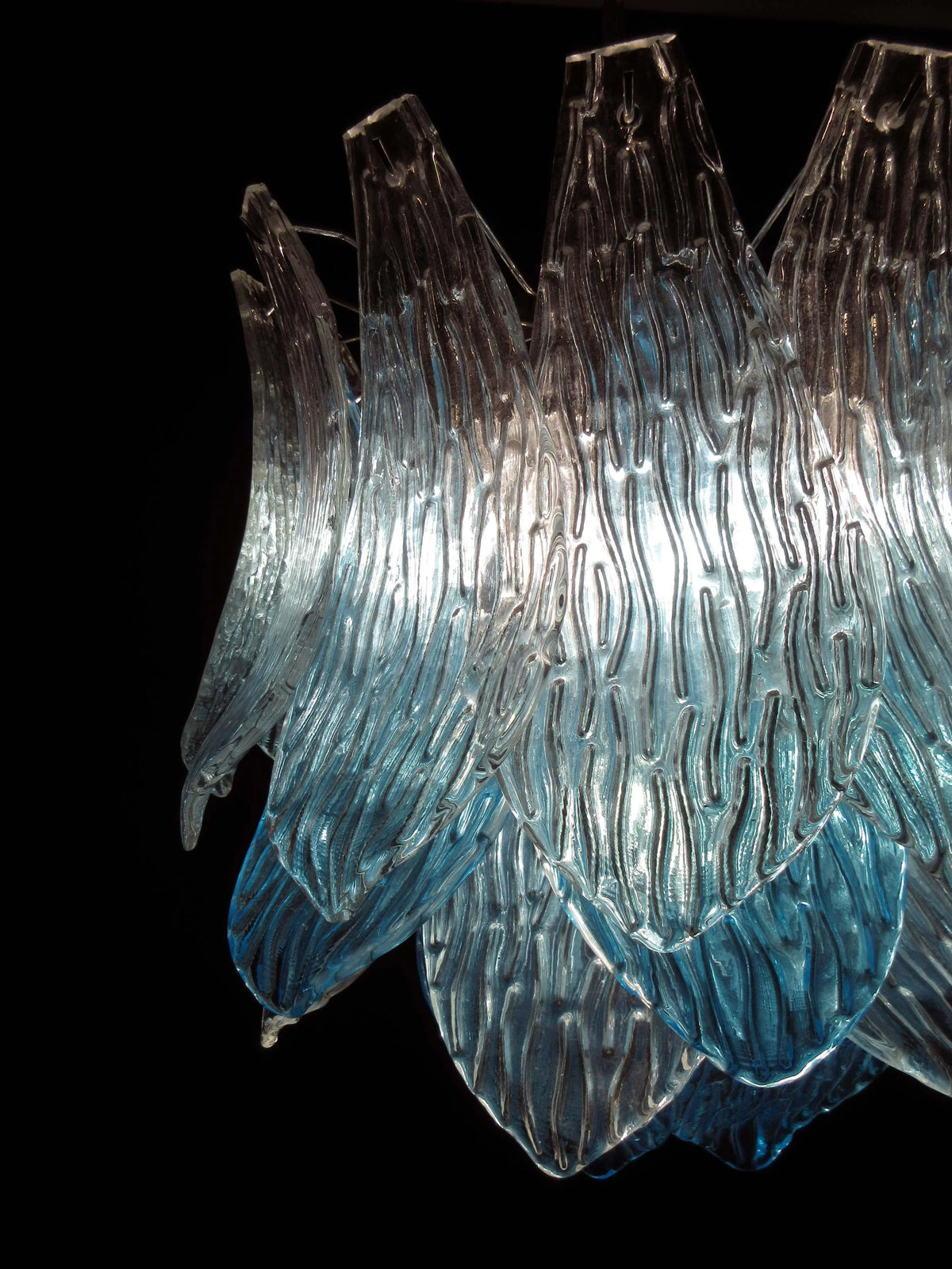 Vintage Murano Transparent Blue Glass Chandelier