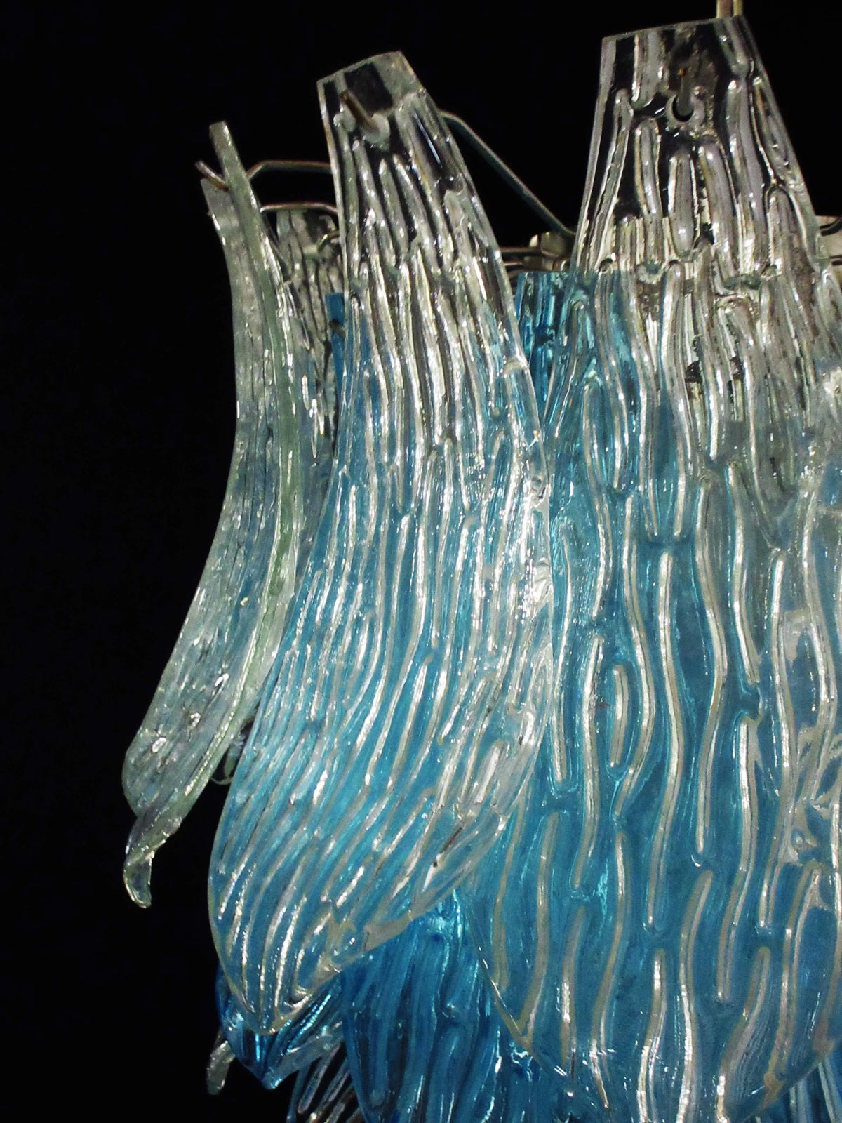 Vintage Murano Transparent Blue Glass Chandelier