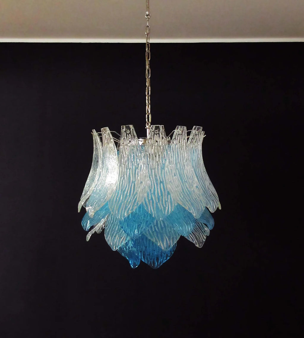 Vintage Murano Transparent Blue Glass Chandelier