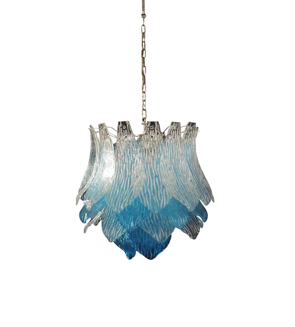 Vintage Murano Transparent Blue Glass Chandelier