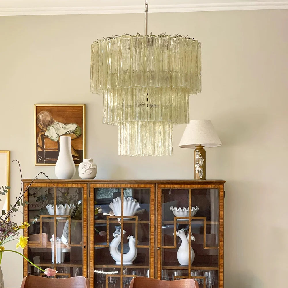 Murano Honey Glass Tube Chandelier