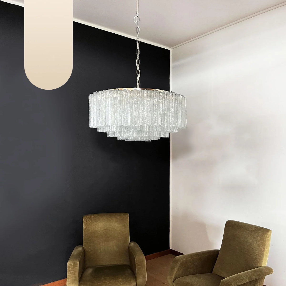 Murano Large Transparent Glass Tube Chandelier