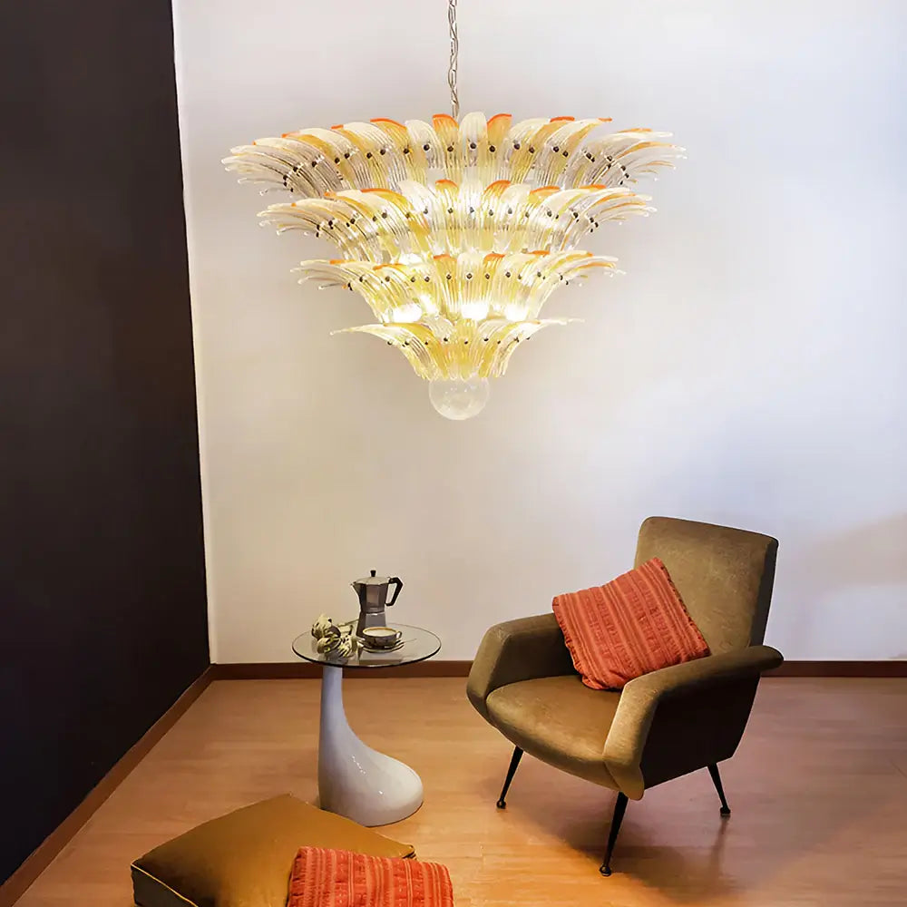 Murano Palmette Amber Trasparent Chandelier