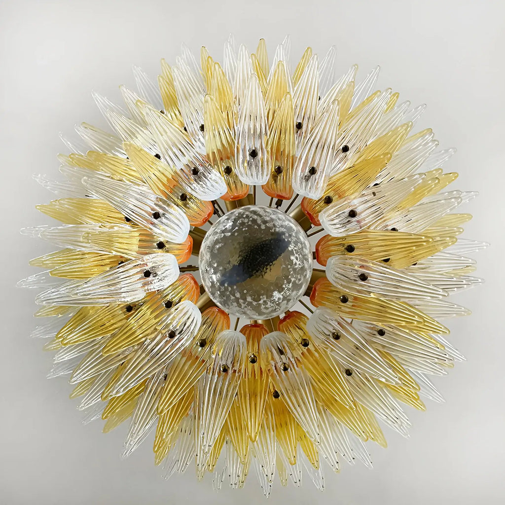 Murano Palmette Amber Trasparent Chandelier