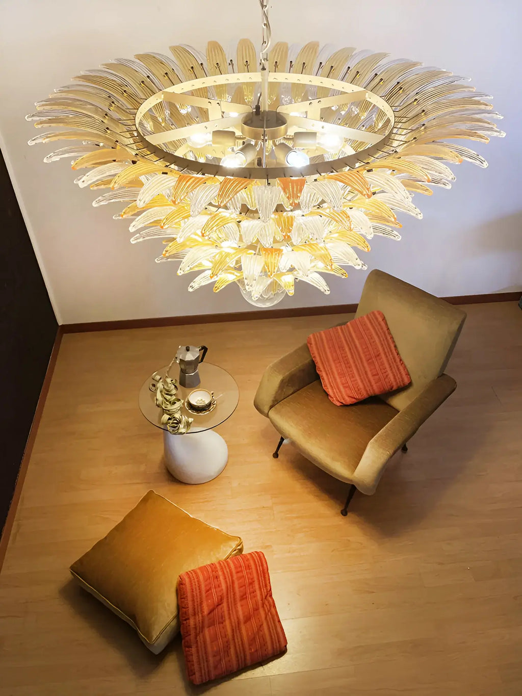 Murano Palmette Amber Trasparent Chandelier