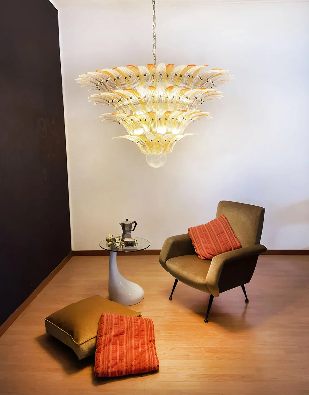 Murano Palmette Amber Trasparent Chandelier