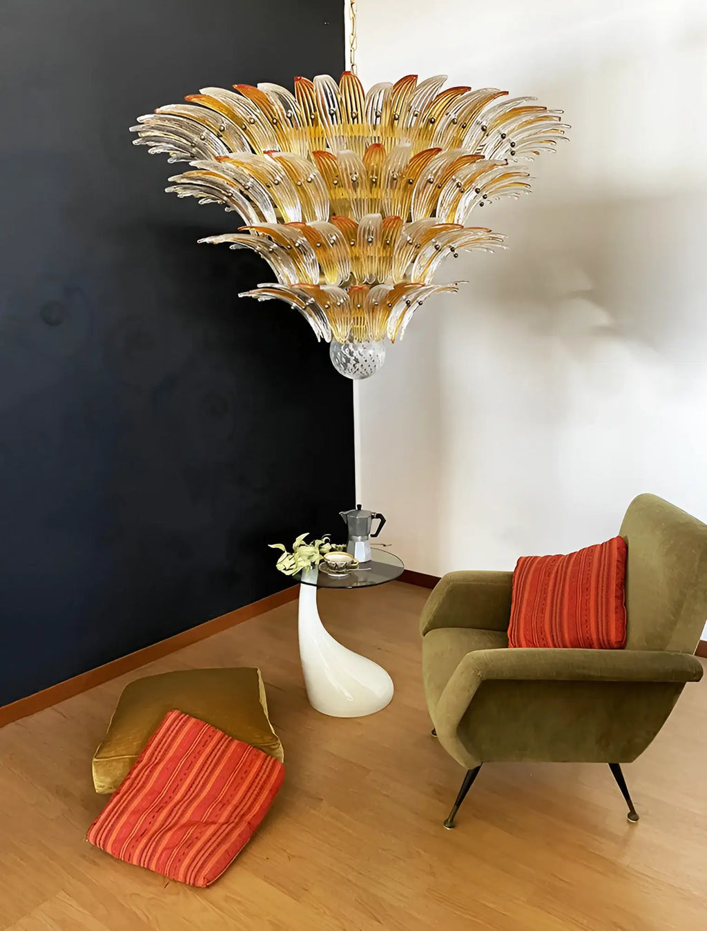 Murano Palmette Amber Trasparent Chandelier