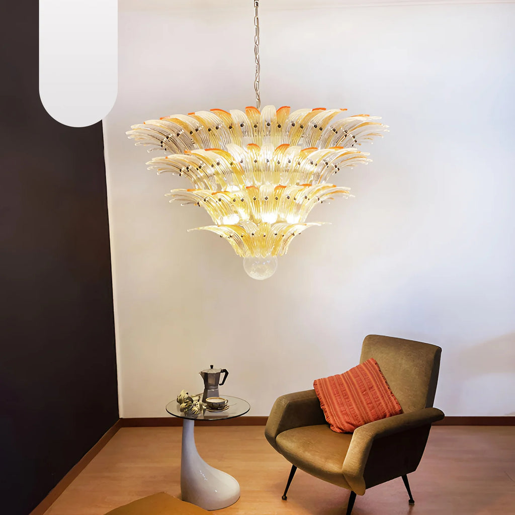 Murano Palmette Amber Trasparent Chandelier