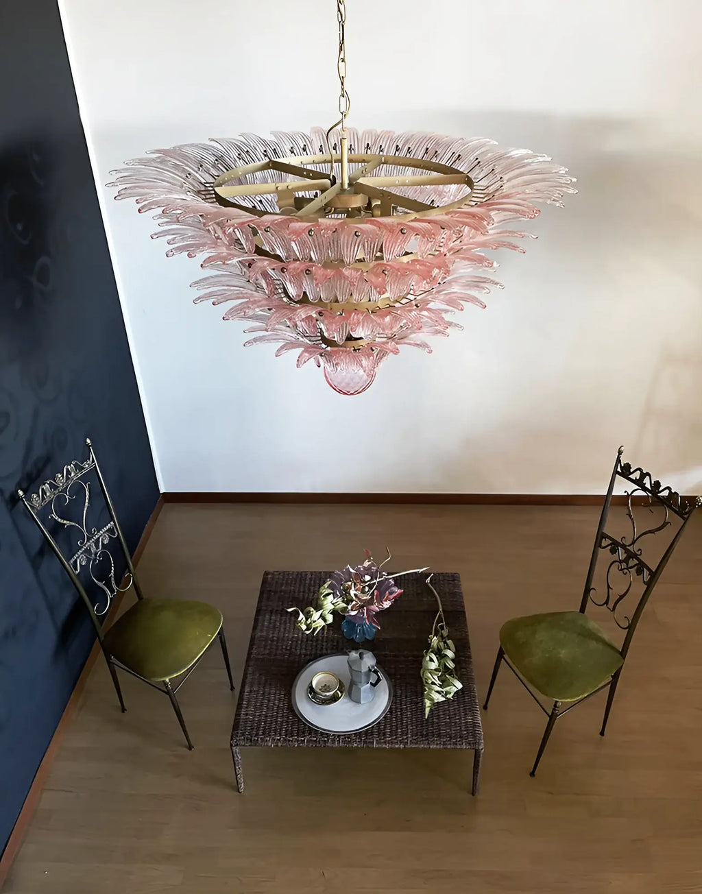 Murano Palmette Pink Chandelier