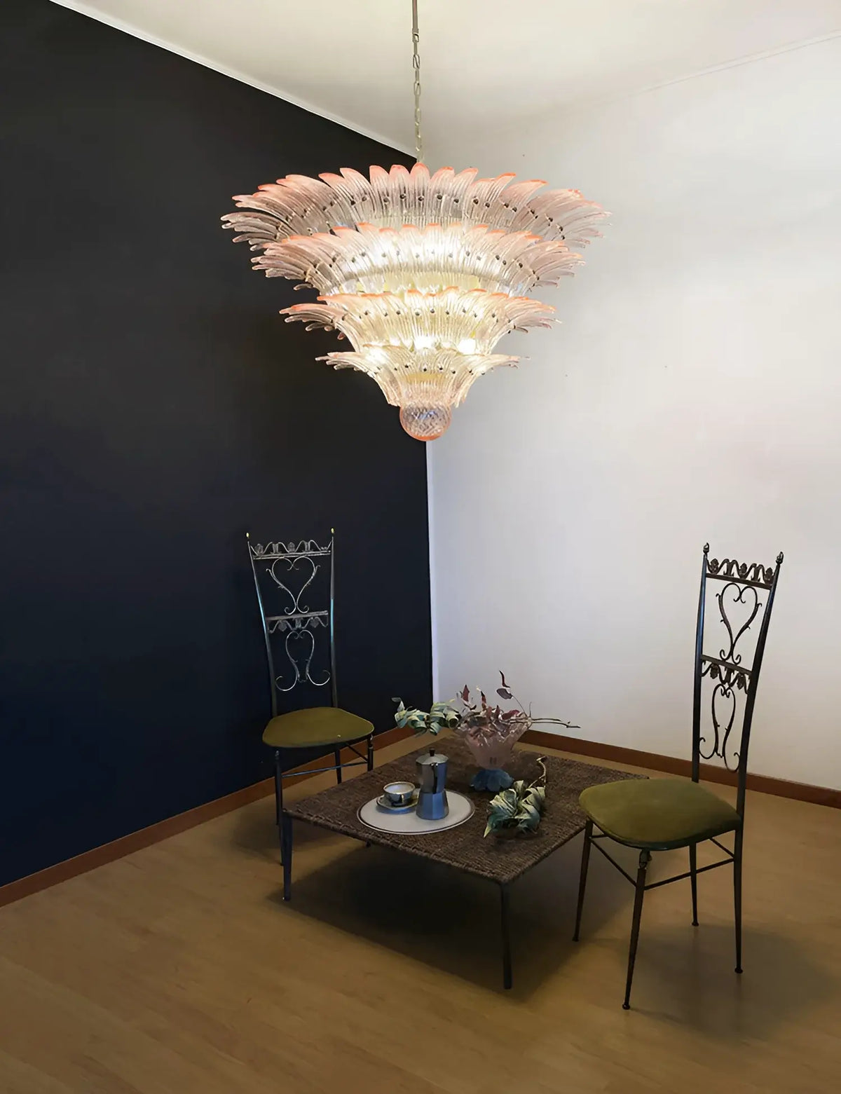 Murano Palmette Pink Chandelier
