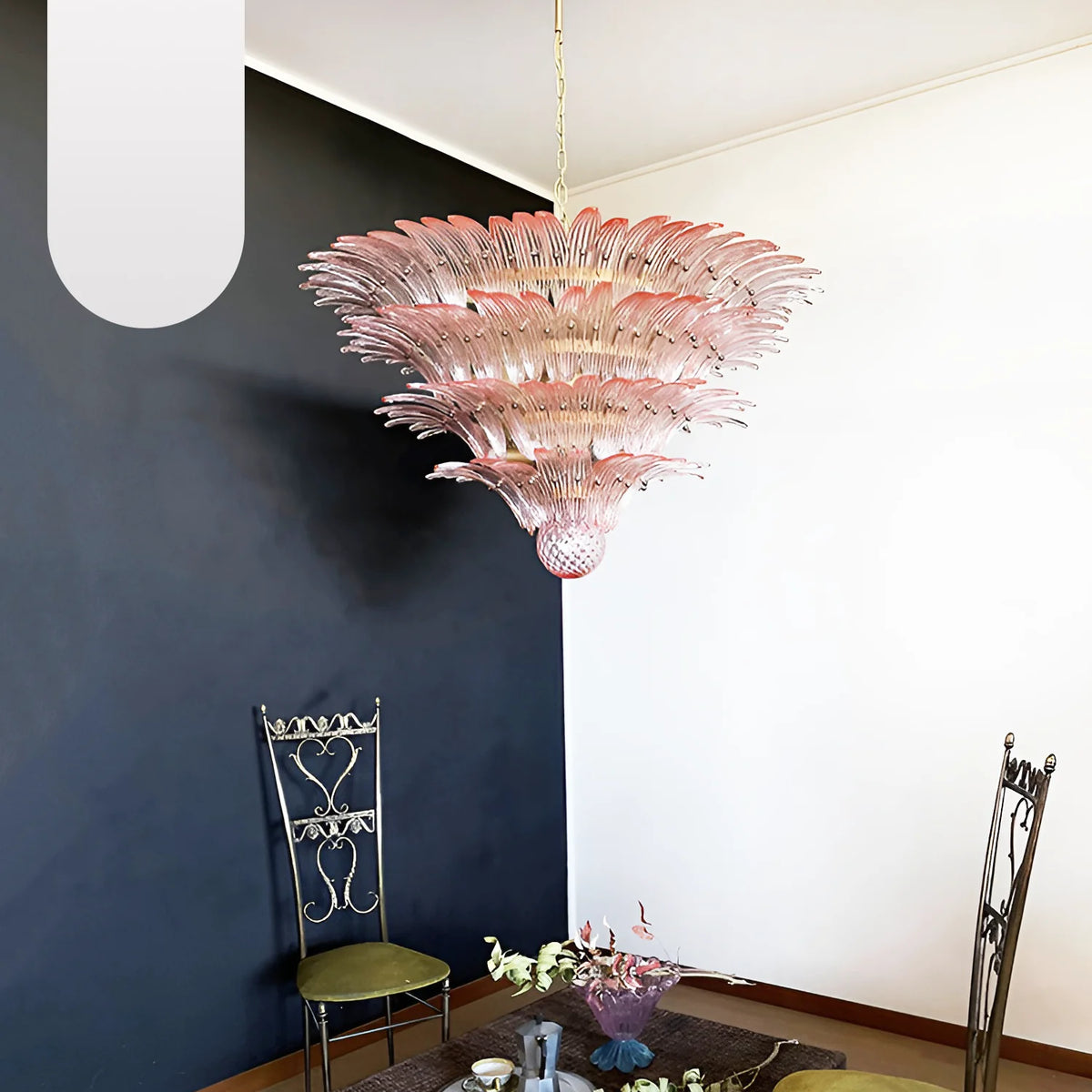 Murano Palmette Pink Chandelier
