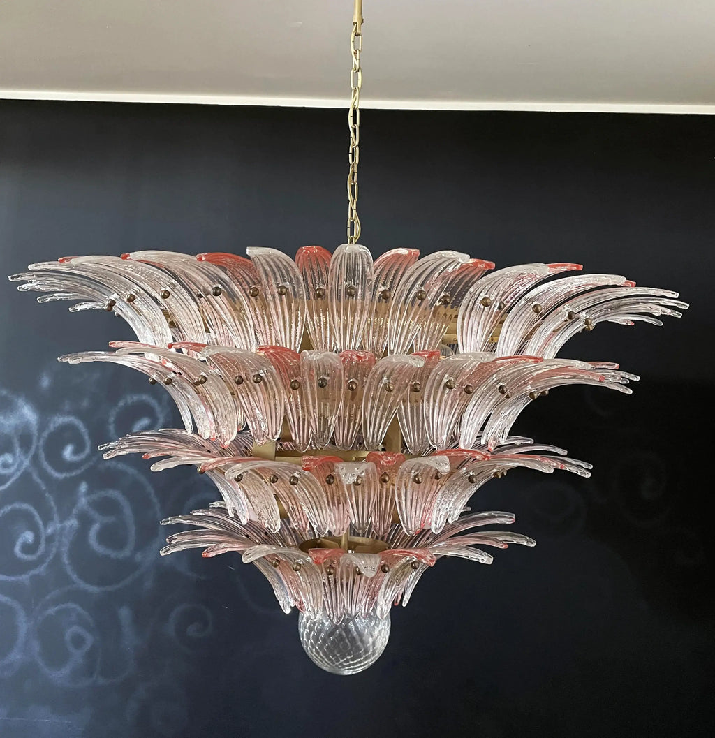 Murano Palmette Pink Trasparent Chandelier