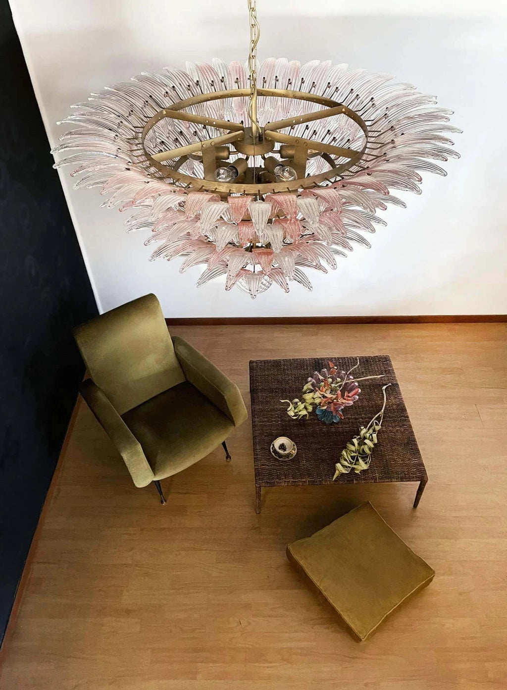Murano Palmette Pink Trasparent Chandelier