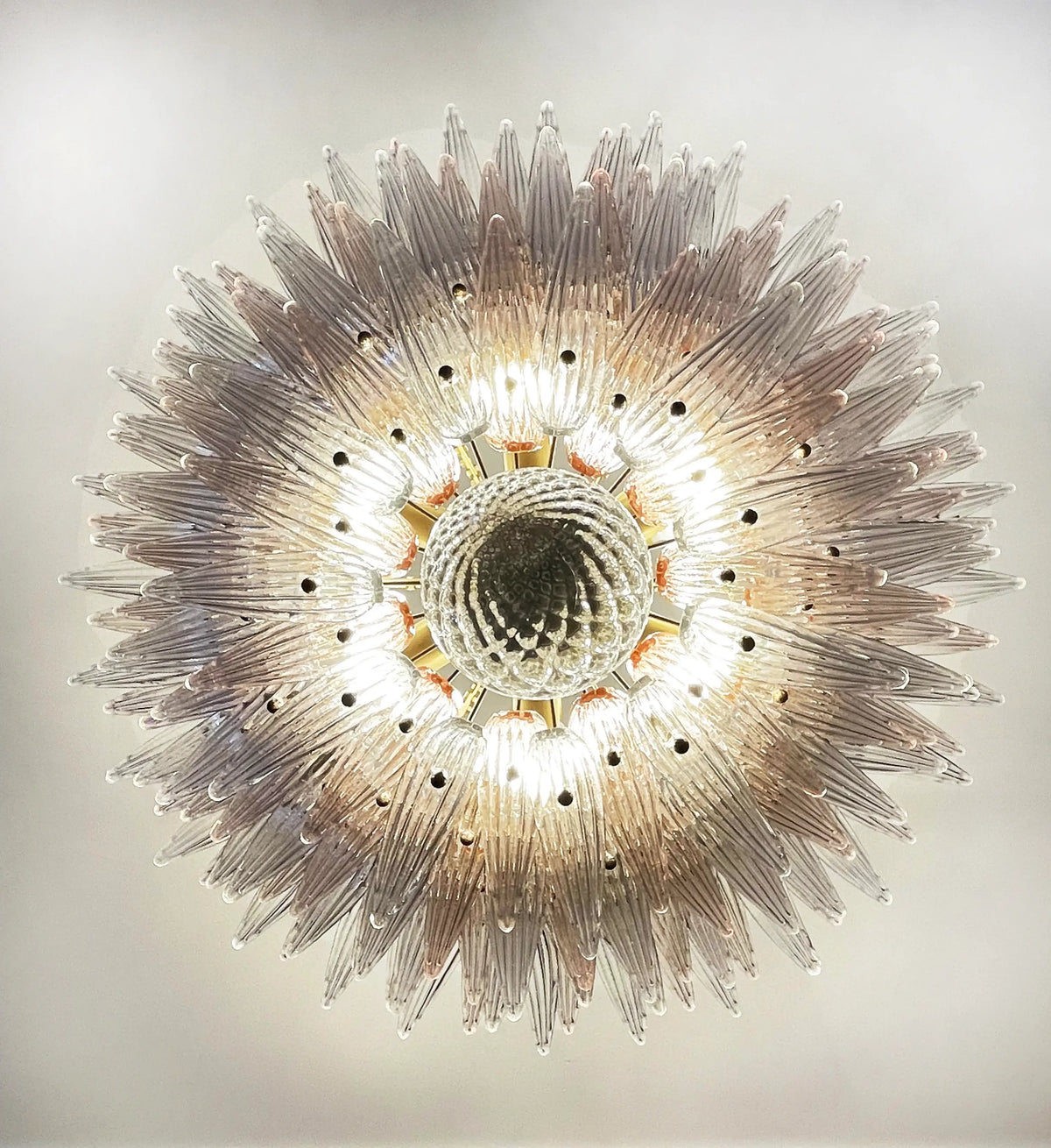 Murano Palmette Pink Trasparent Chandelier