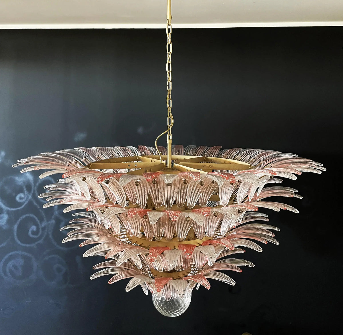Murano Palmette Pink Trasparent Chandelier