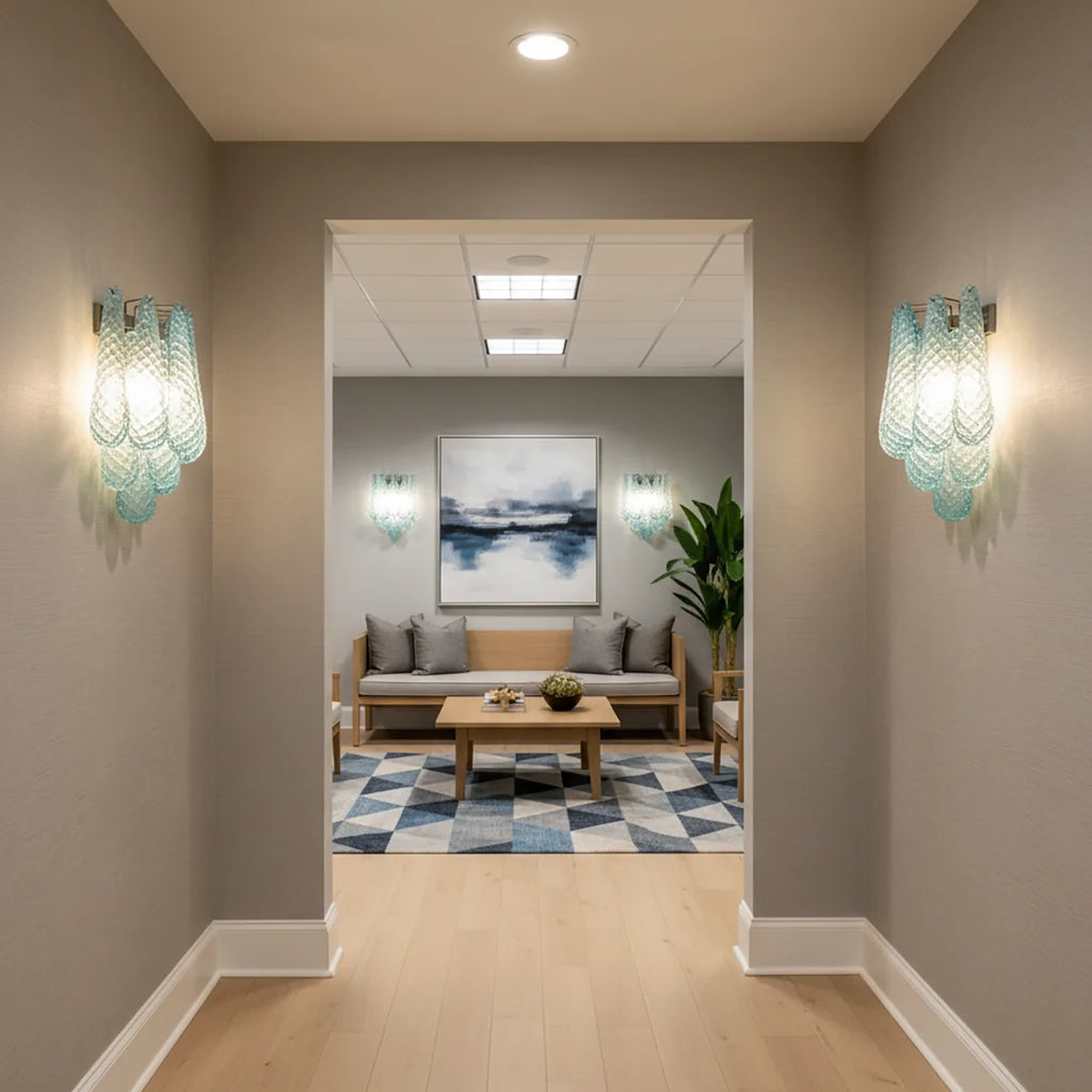 Murano Petals Glass Blue Wall Light