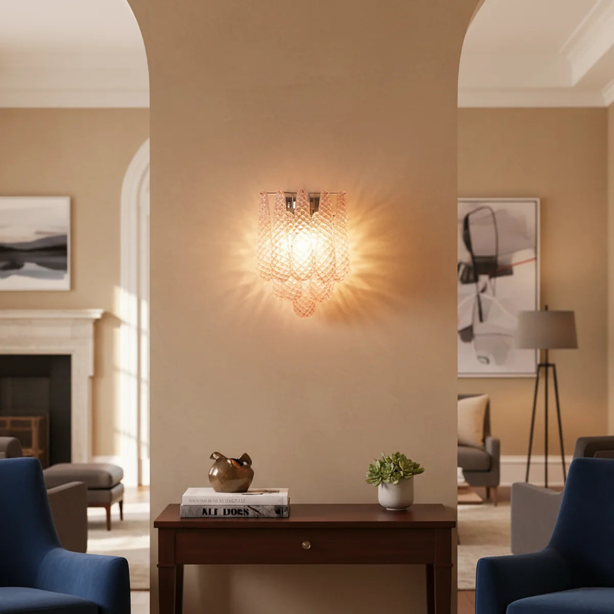 Murano Petals Glass Pink Wall Light