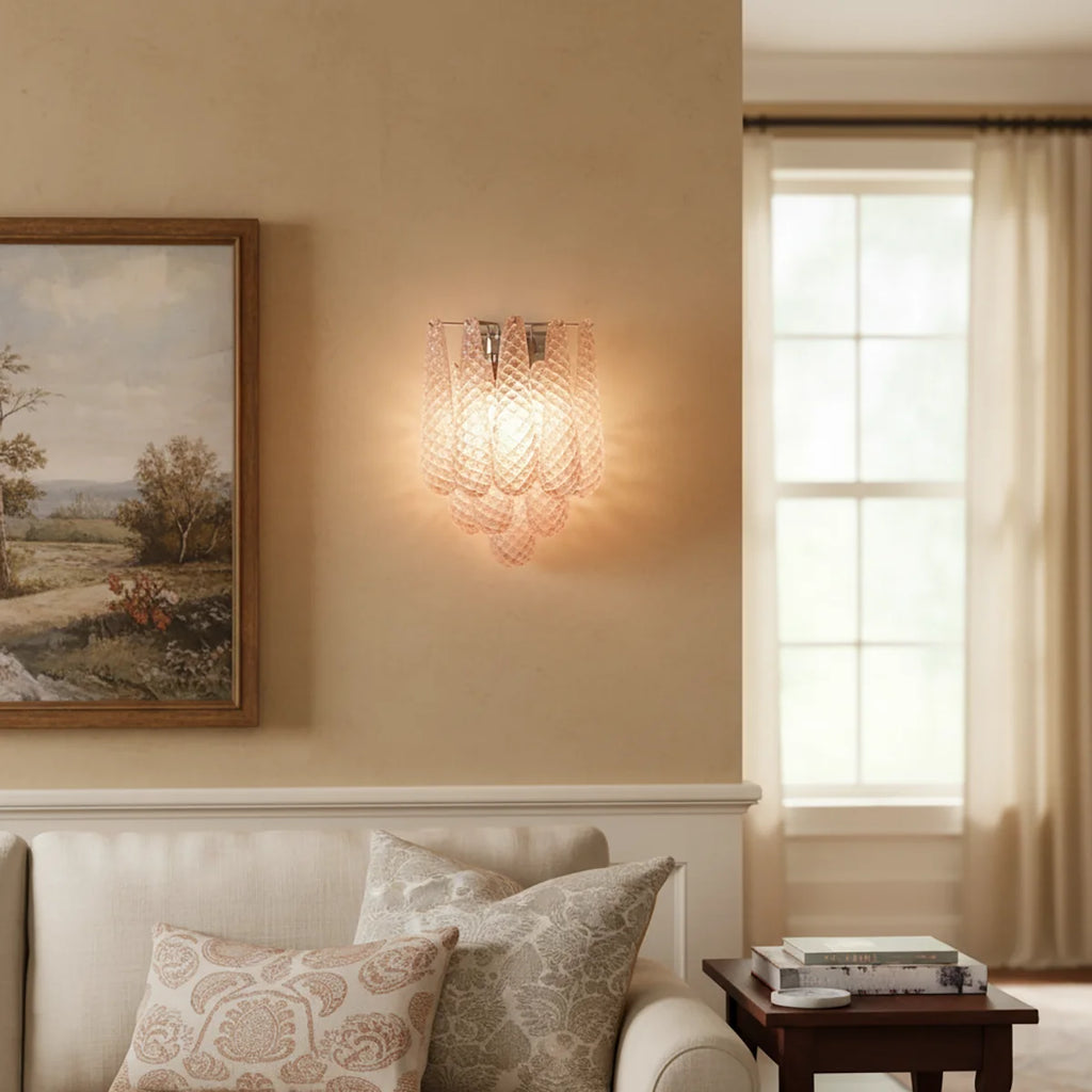 Murano Petals Glass Pink Wall Light